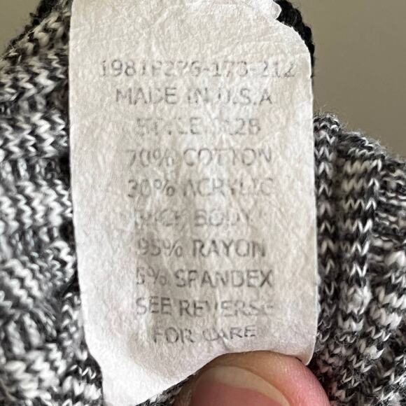 PETE Collection Stretchy Long Sleeve Mixed Media Sweater in Gray Black SZ S - Picture 7 of 9